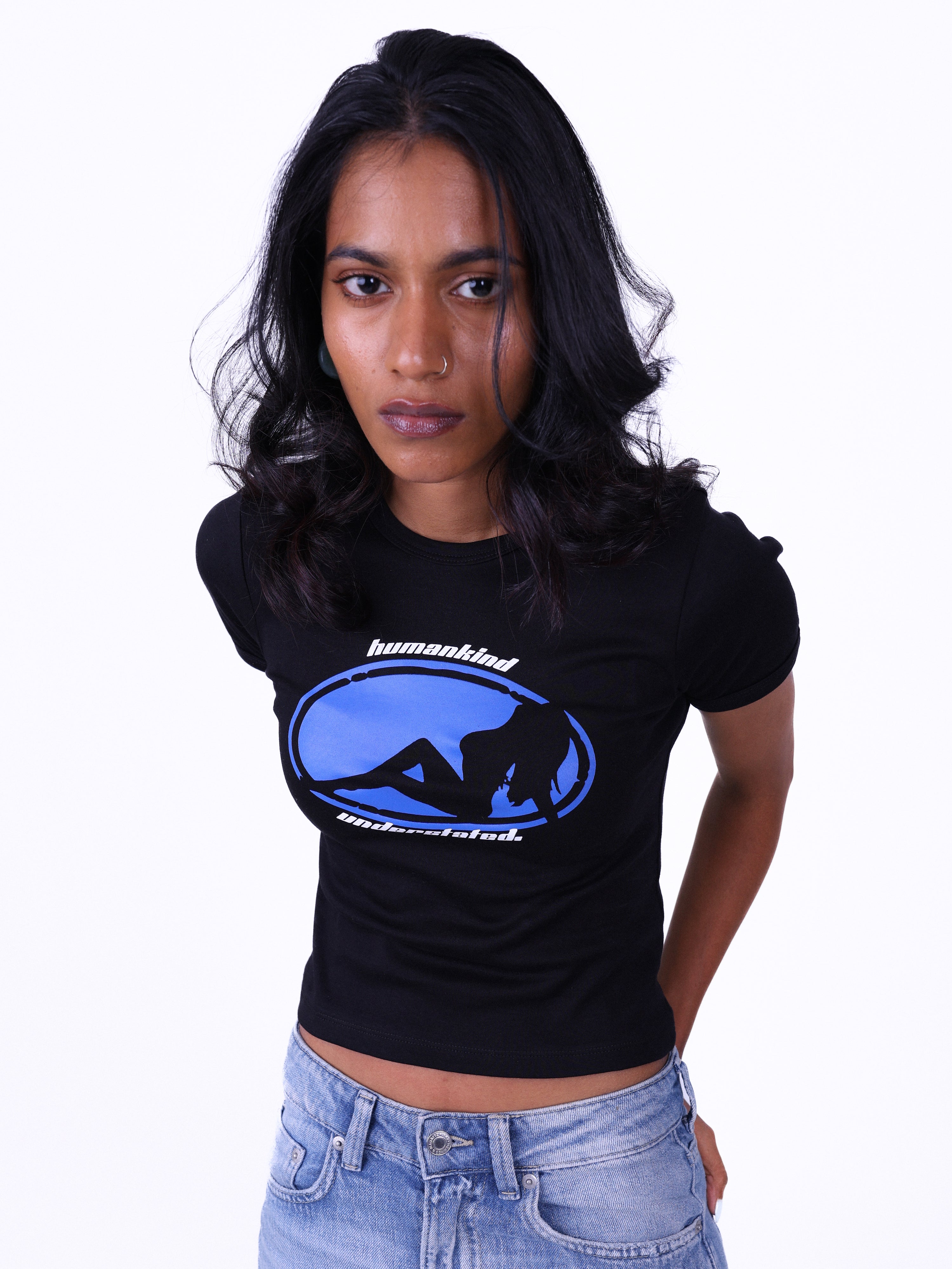 Understated Graphic Top Black